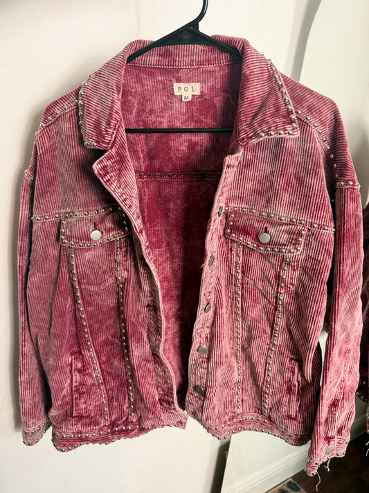 POL Pink Studded Jacket : FALL BACKSTOCK ONLY WORN FOR PHOTOS