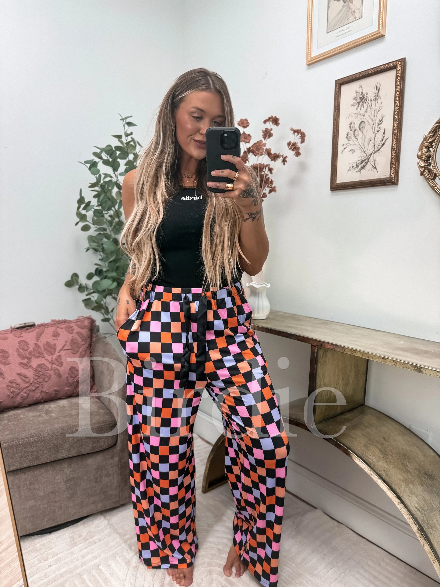 Stretchy Checker Pants : PREORDER