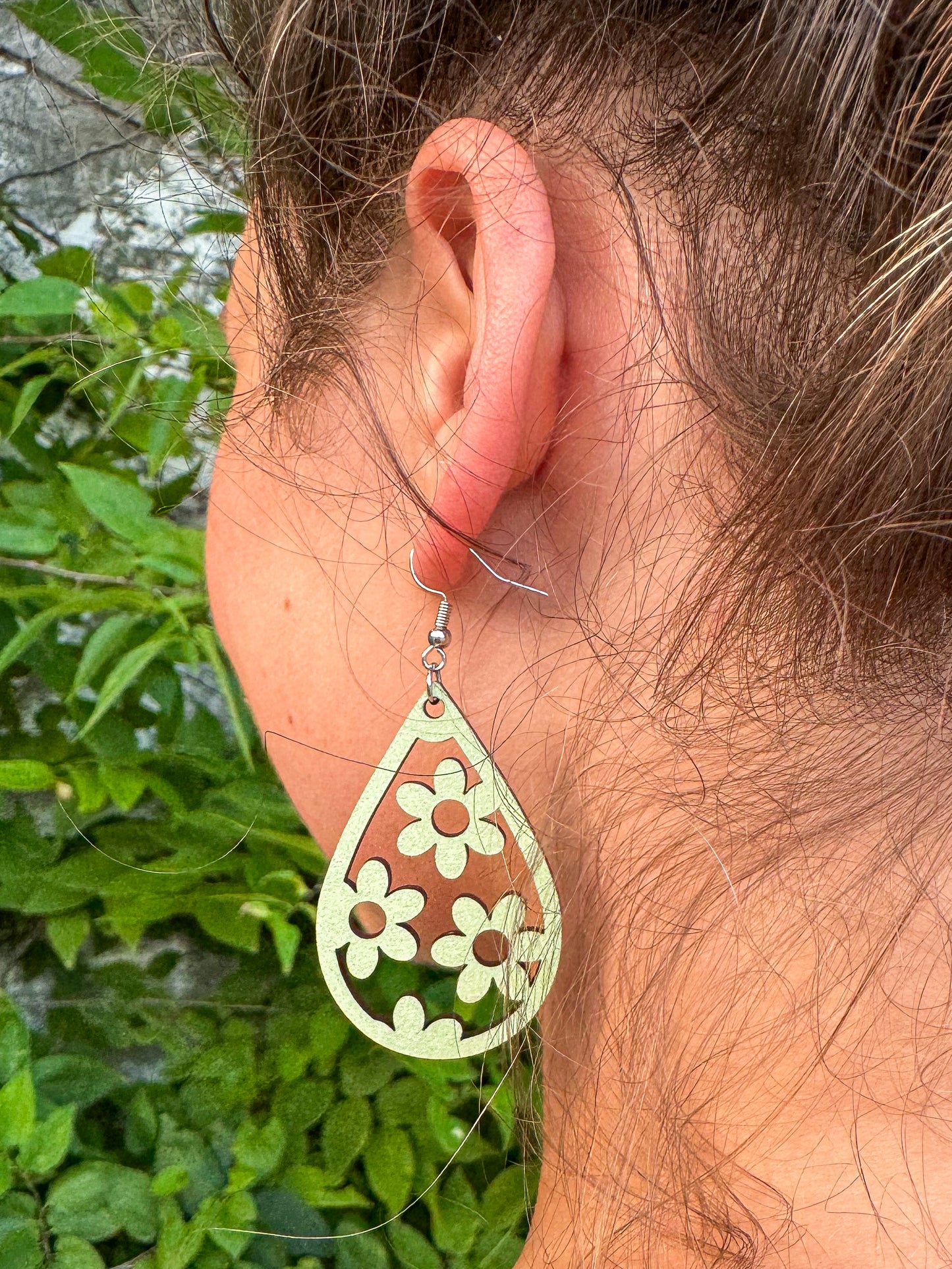 Wooden Daisy Earrings