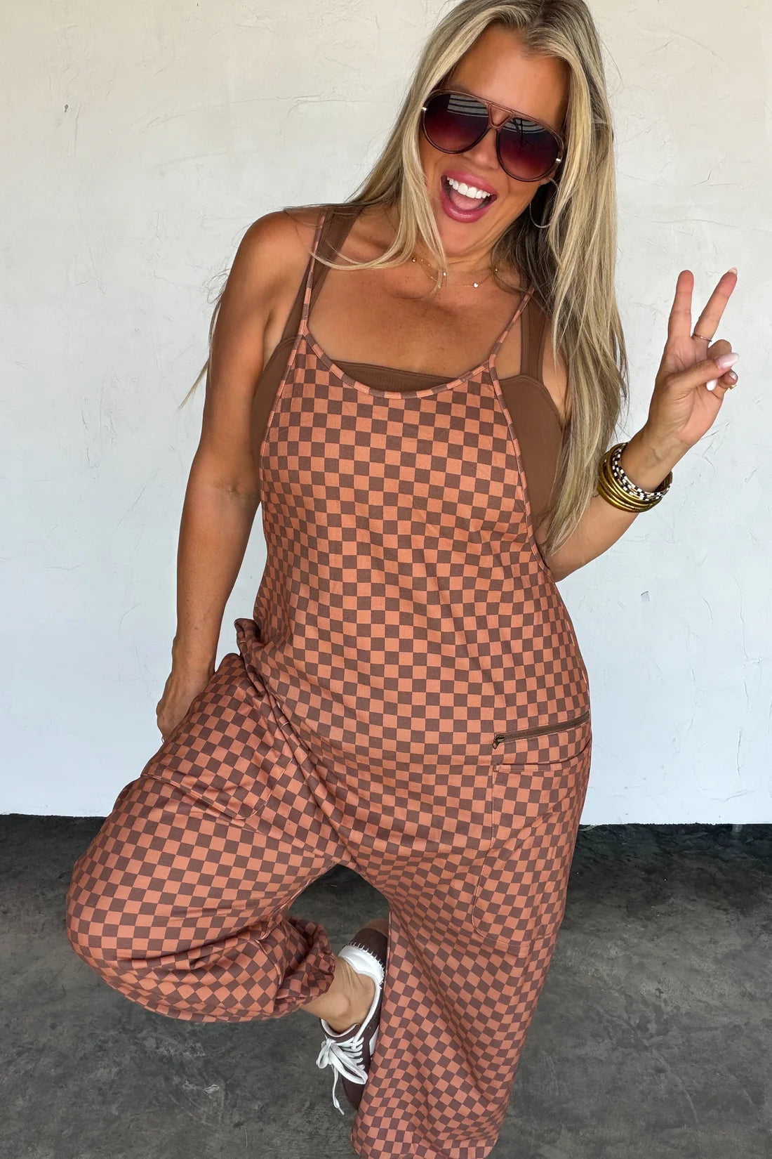 On Repeat Terry Romper : Checker : PREORDER