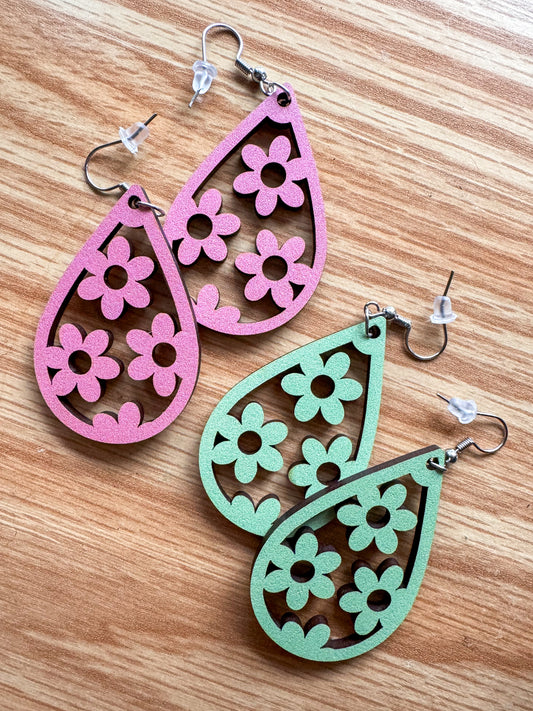 Wooden Daisy Earrings