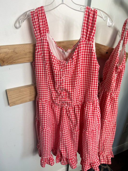 Red Gingham Romper : NEW W TAG : L