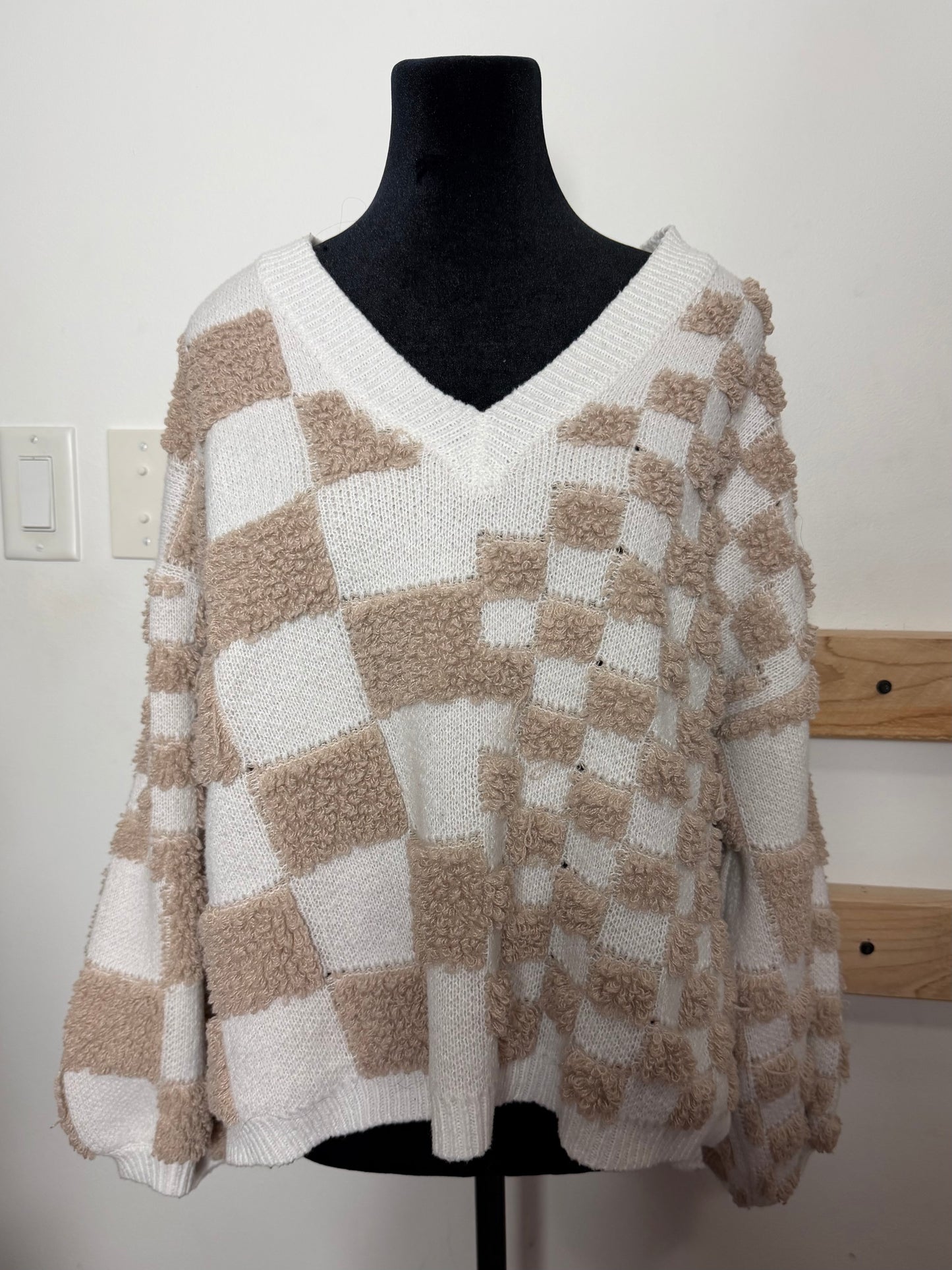 White Check Sweater : L