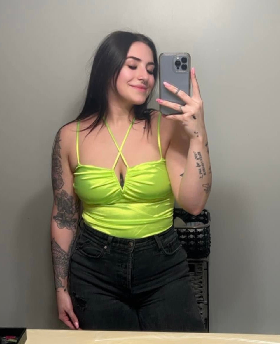 Neon Lime Satin Bodysuit
