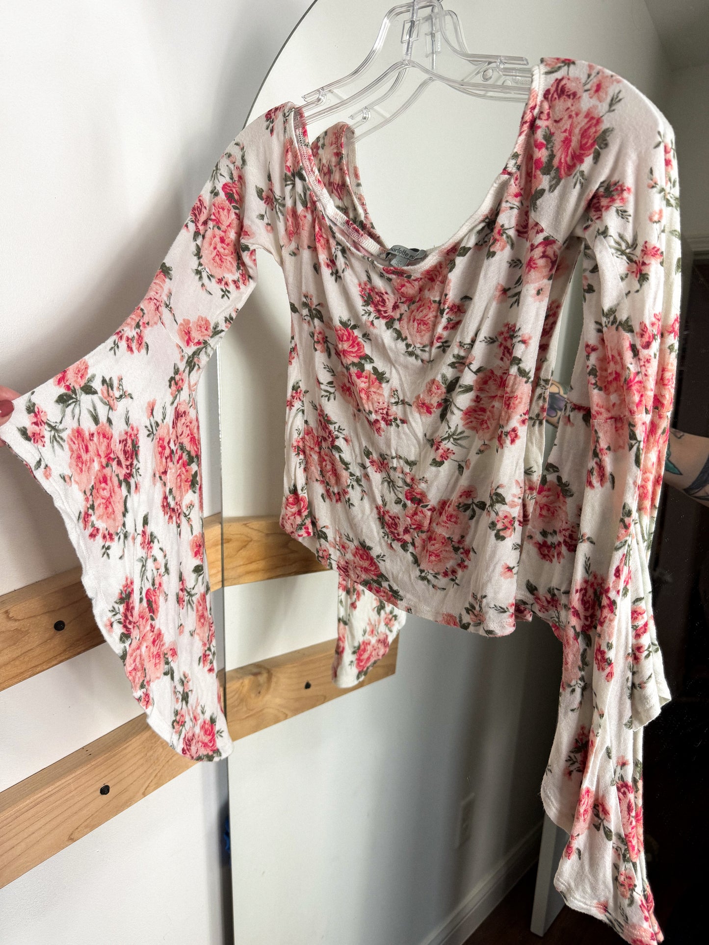 Floral Bell Sleeve Top : M
