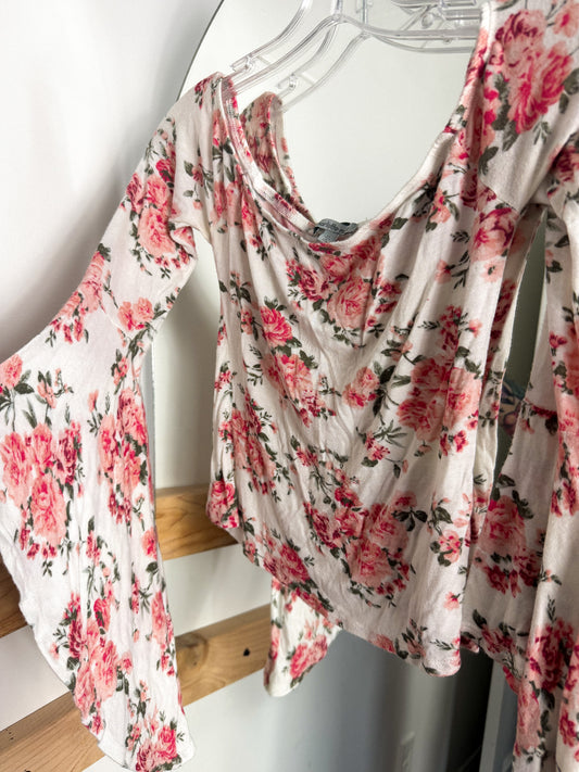 Floral Bell Sleeve Top : M