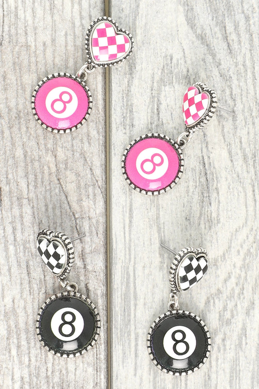 Checker Heart 8 Ball Earrings | PREORDER