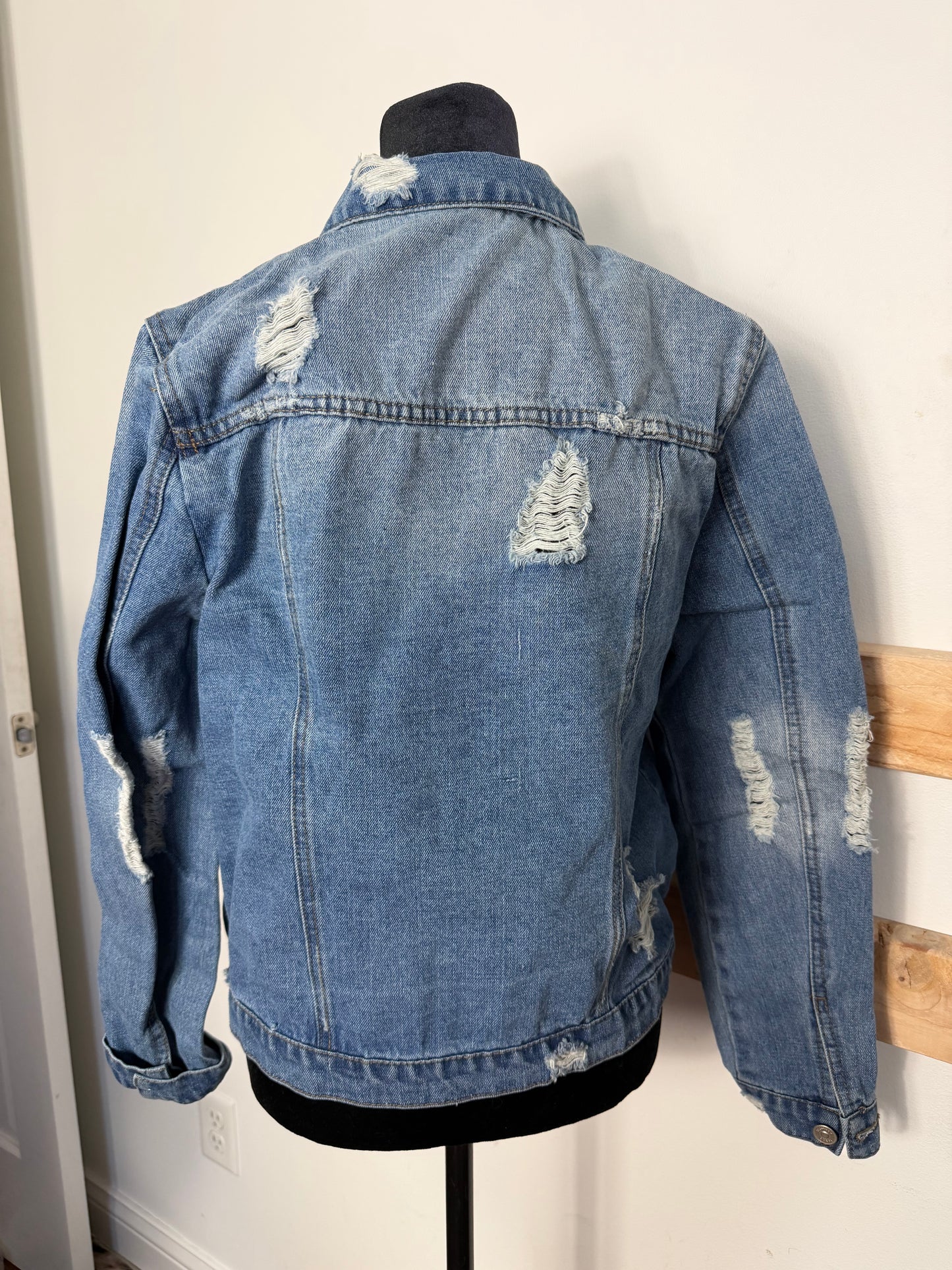 Destructed Denim Jacket : L (fits like M)