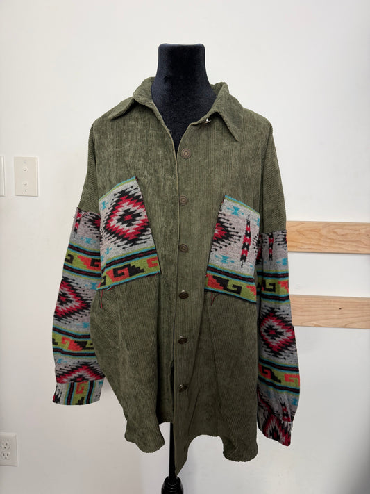 Green Aztec Shacket : NEW W TAGS : S
