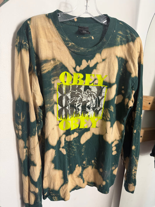 Obey Bleached Long Sleeve Tee : M