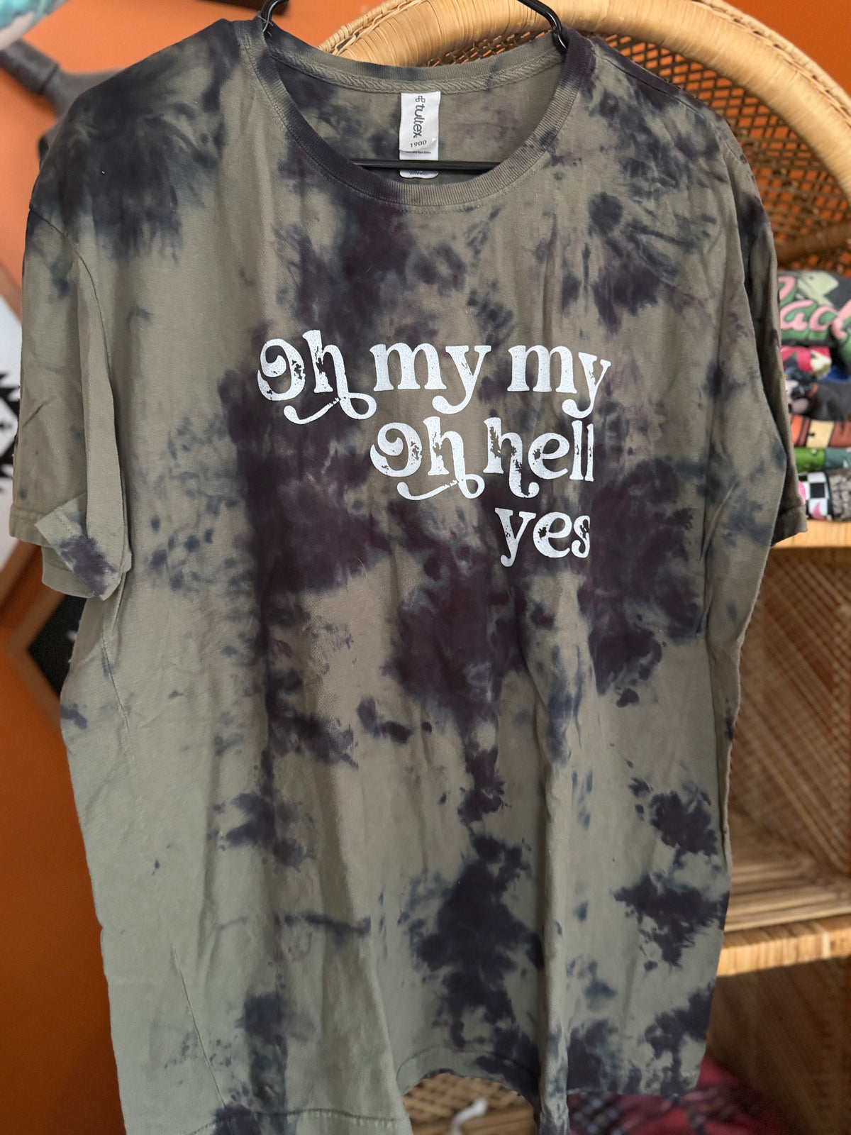 Oh my my tee bleached dye tee : L