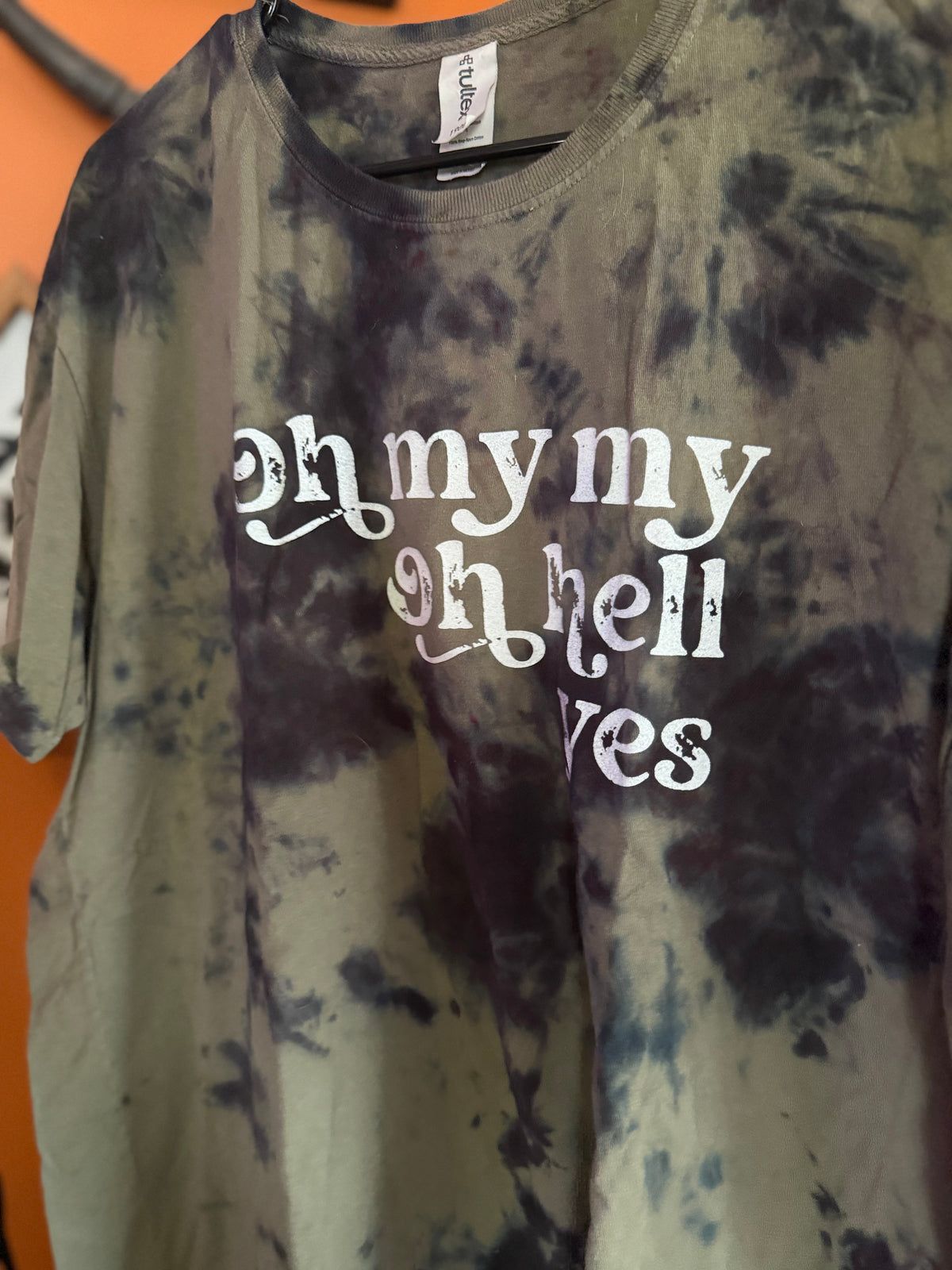 Oh my my tee bleached dye tee : L