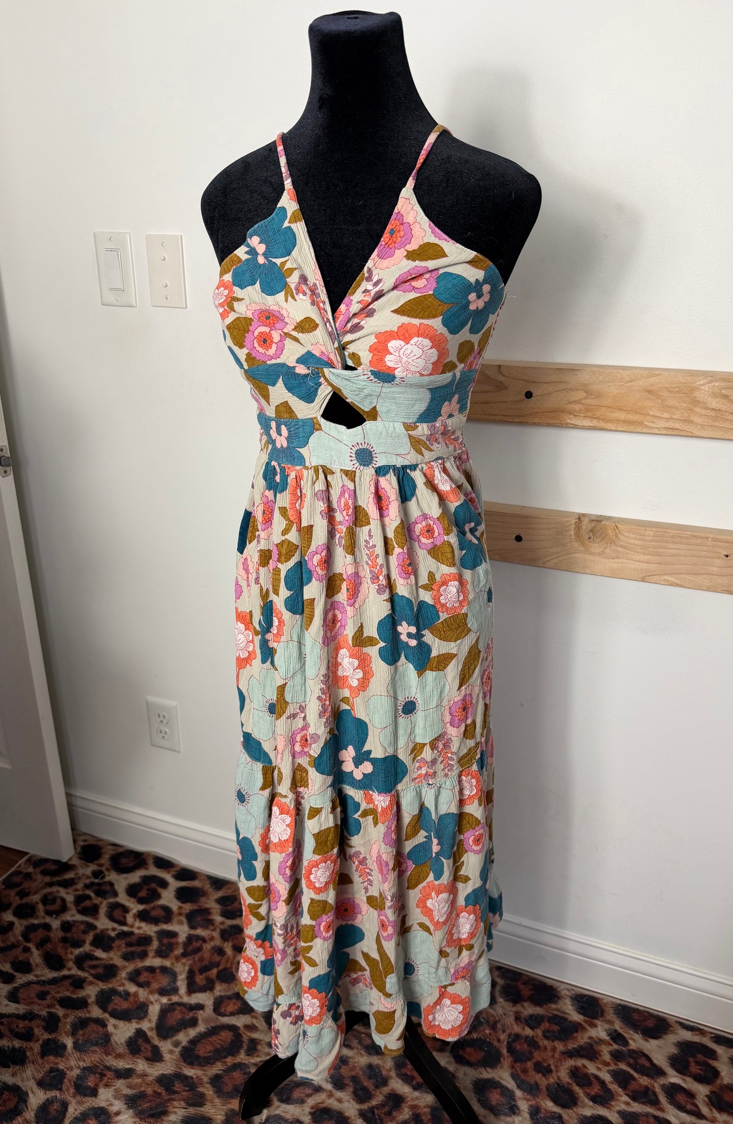 Floral Front Tie Dress : L