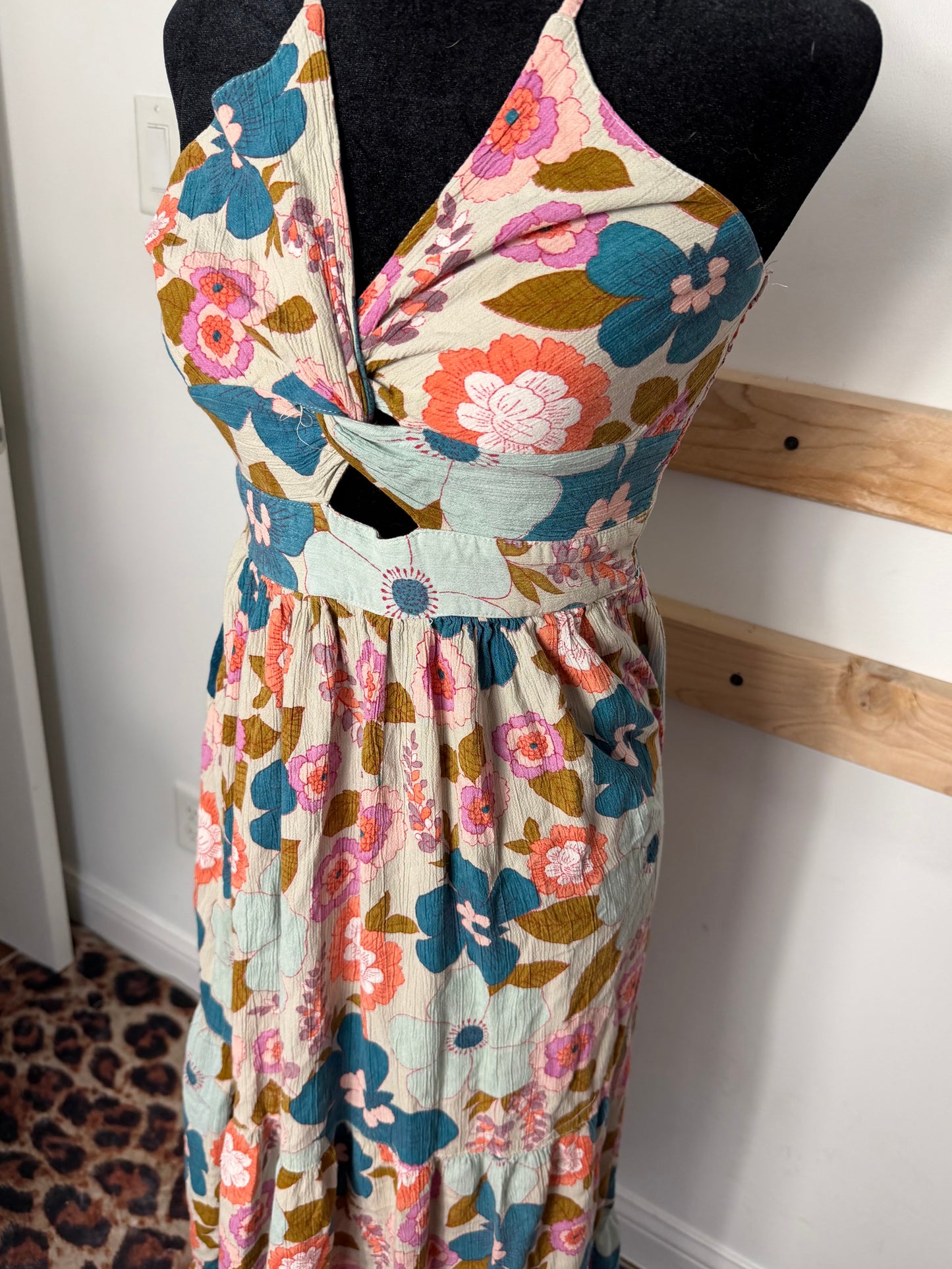 Floral Front Tie Dress : L