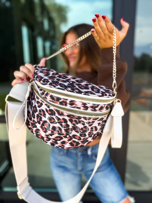 Leopard Double Zipper Crossbody | PREORDER