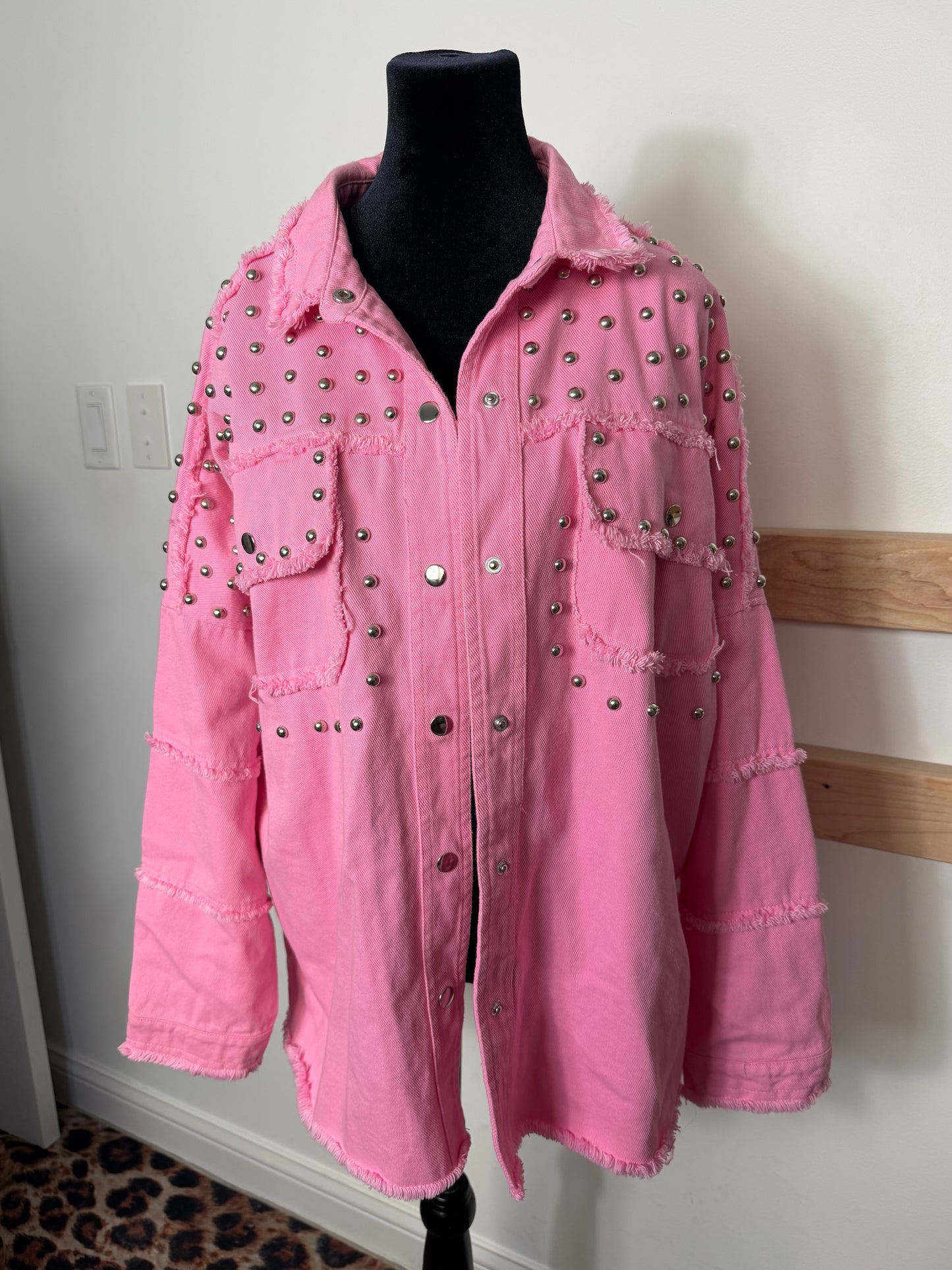 Pink Studded Jacket : NEW : OVERSIZED M