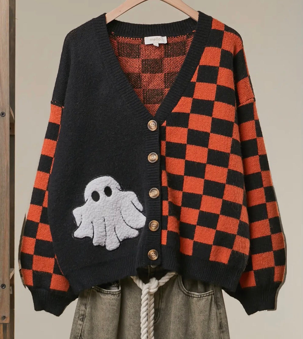 Halloween Checkered Cardi : PREORDER