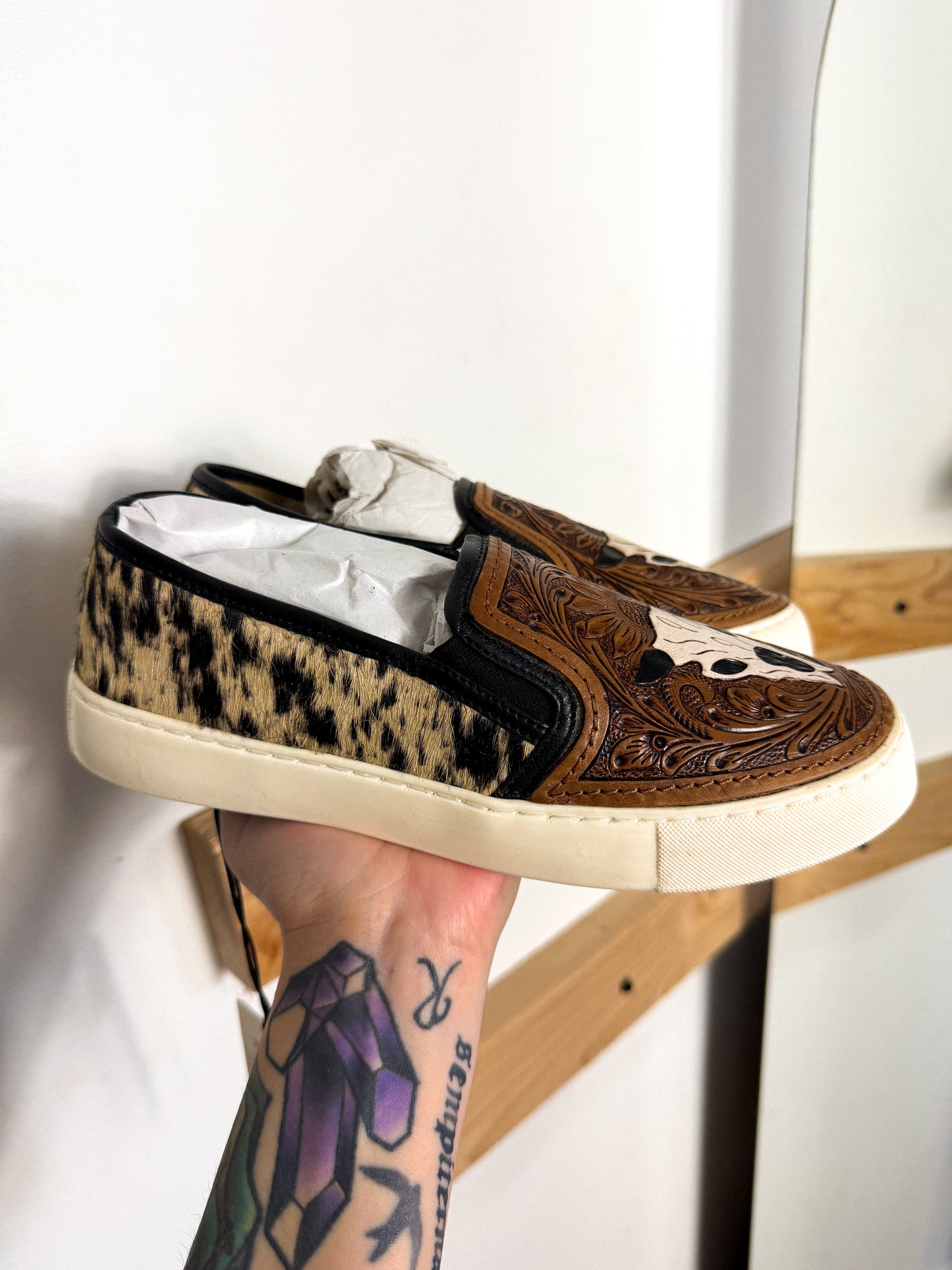 Myra Leather Cow Skull Shoes : NEW : 7