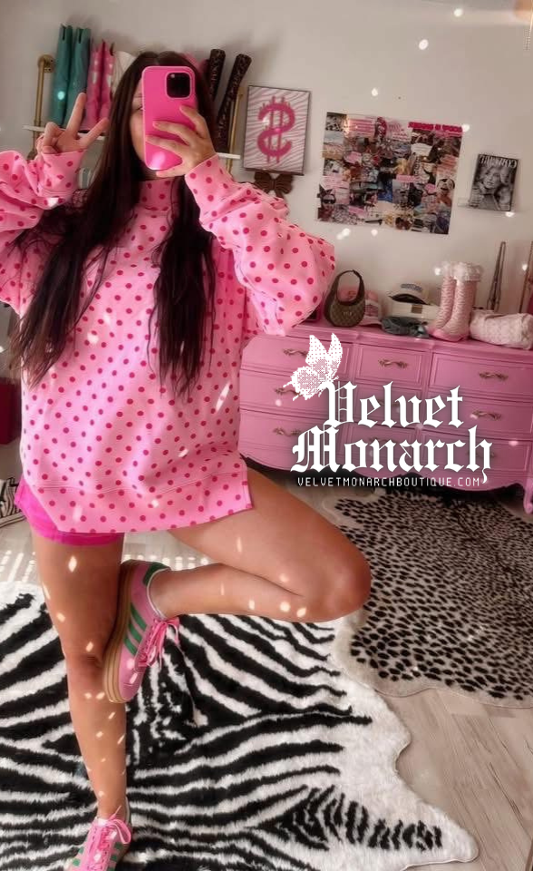 Pink Polka Dot Mock Neck : PREORDER